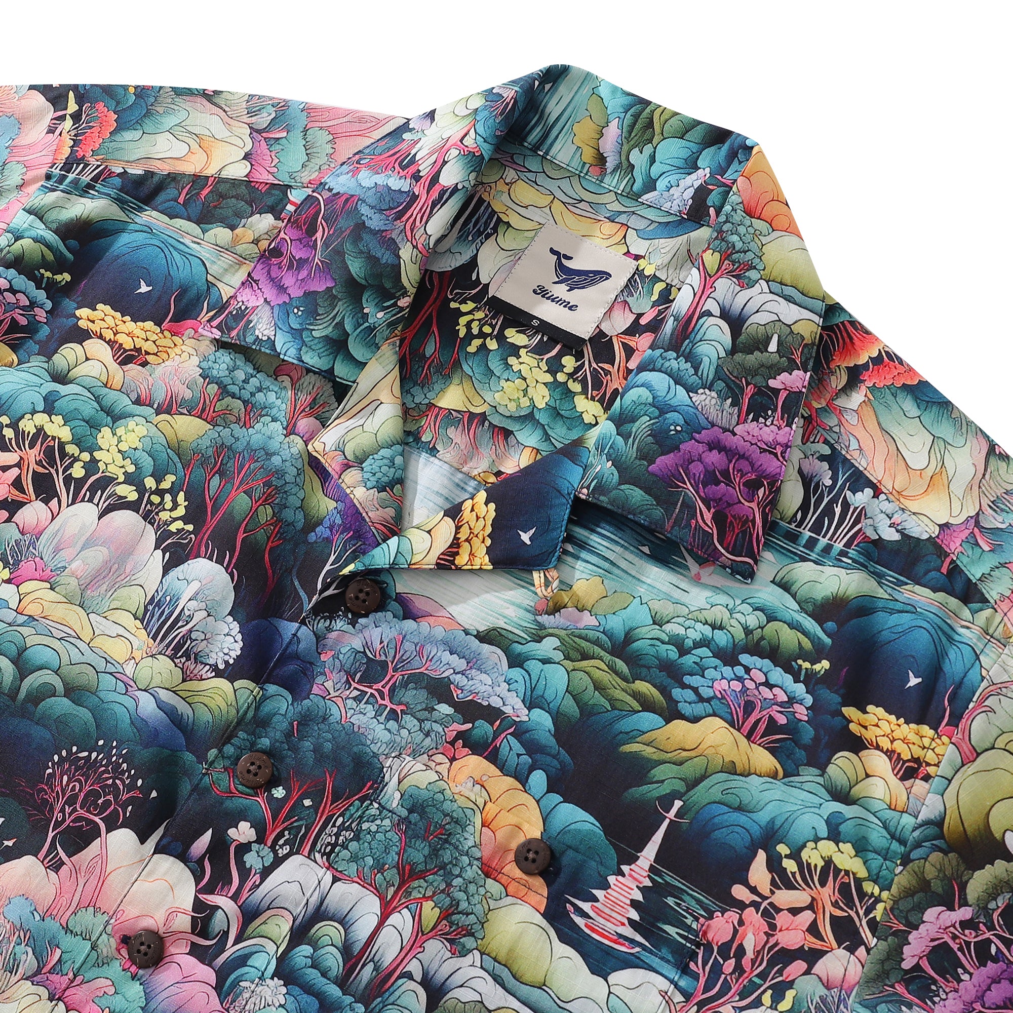 Hawaiian Shirt For Men Secret Garden Shirt Camp Collar 100% Cotton