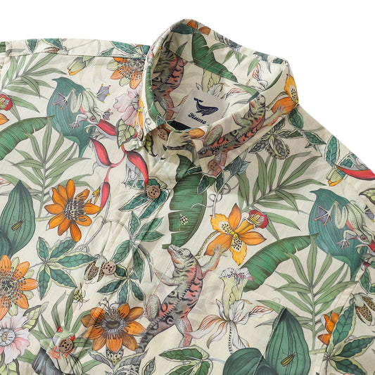 Hawaiian Shirt For Men Summer Park Button-down Shirt Short Sleeve 100% Cotton Shirt