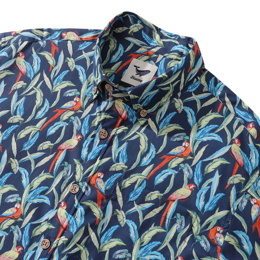 Hawaiian Shirt For Men Jungle Parrot Button-down Shirt Short Sleeve 100% Cotton Shirt