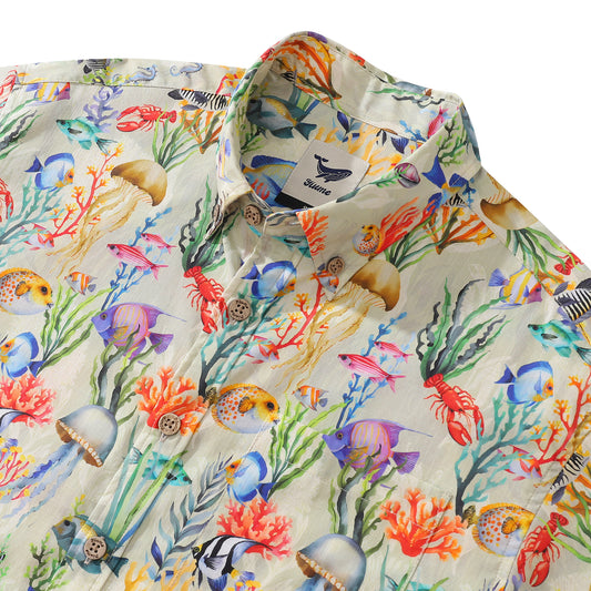 Hawaiian Shirt For Men Afternoon Ocean Button-down Shirt Short Sleeve 100% Cotton Shirt