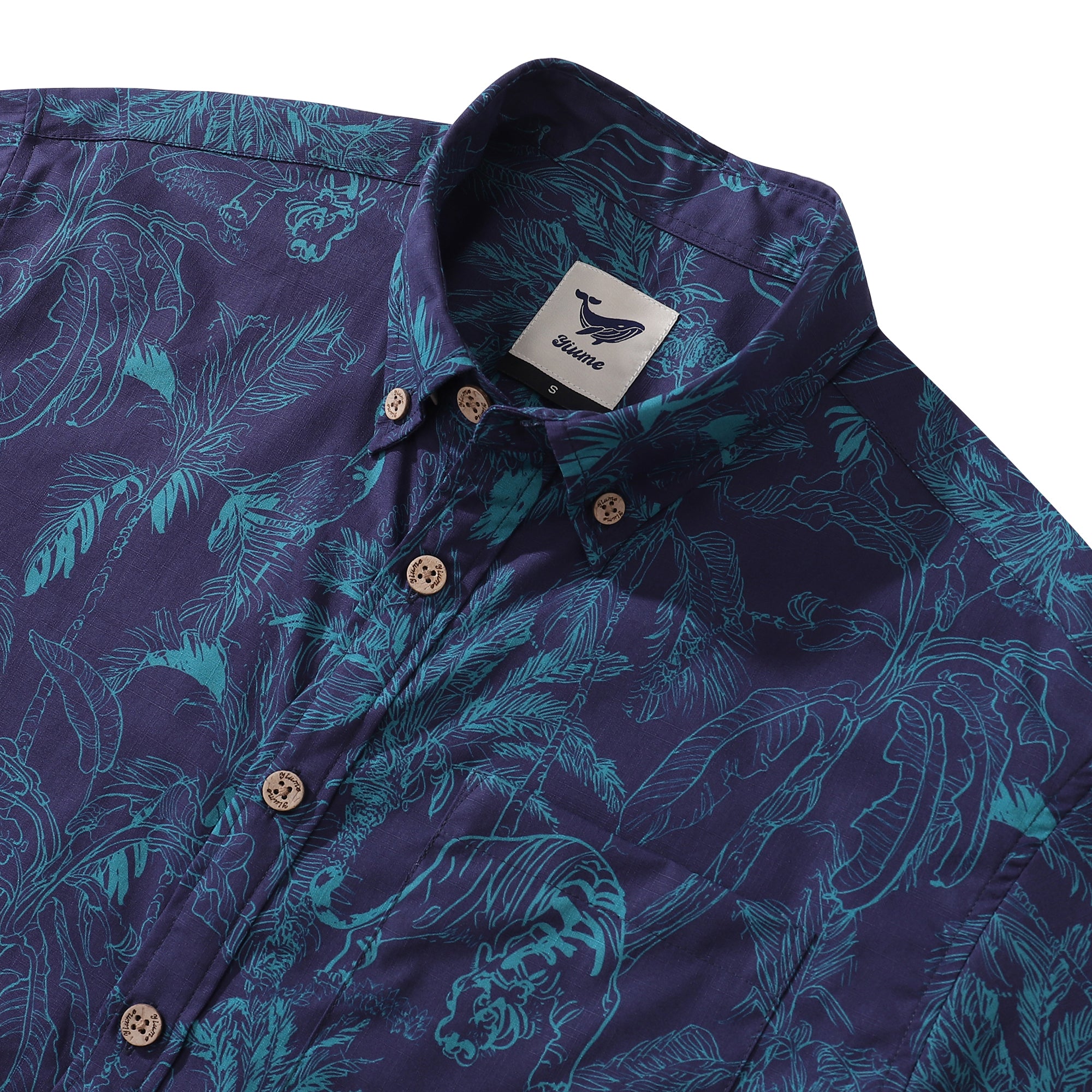 Deep Blue Hawaiian Shirt For Men Tropical Button-down Shirt Short Sleeve 100% Cotton Shirt