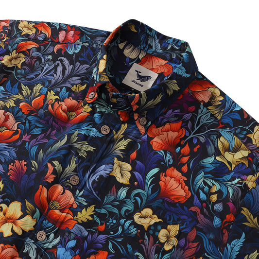 Hawaiian Shirt For Men Garden of Dreams Print Button-down Short Sleeve 100% Cotton Shirt