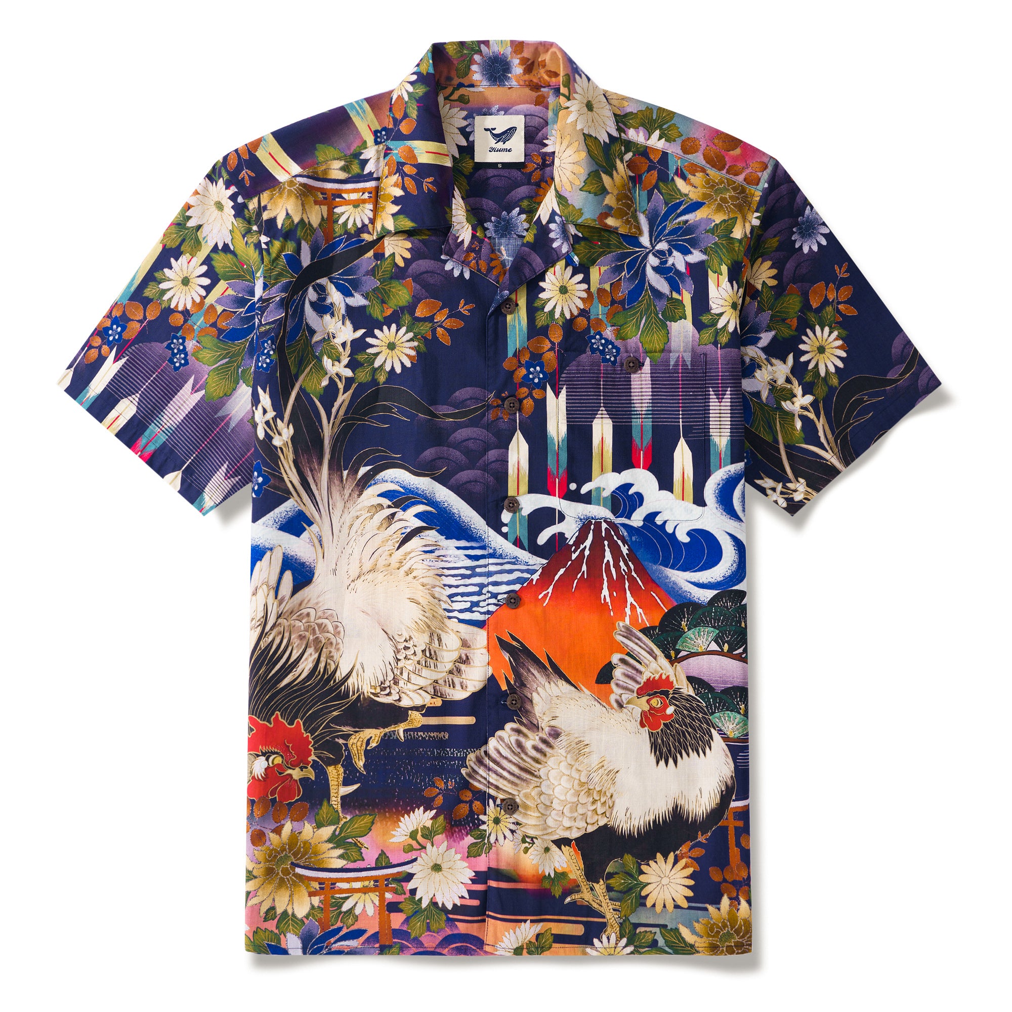 Eastern Inspired Rooster By Zeke Shirt 100% Cotton Men's Aloha Hawaiian Short Sleeve Camp Collar Shirt