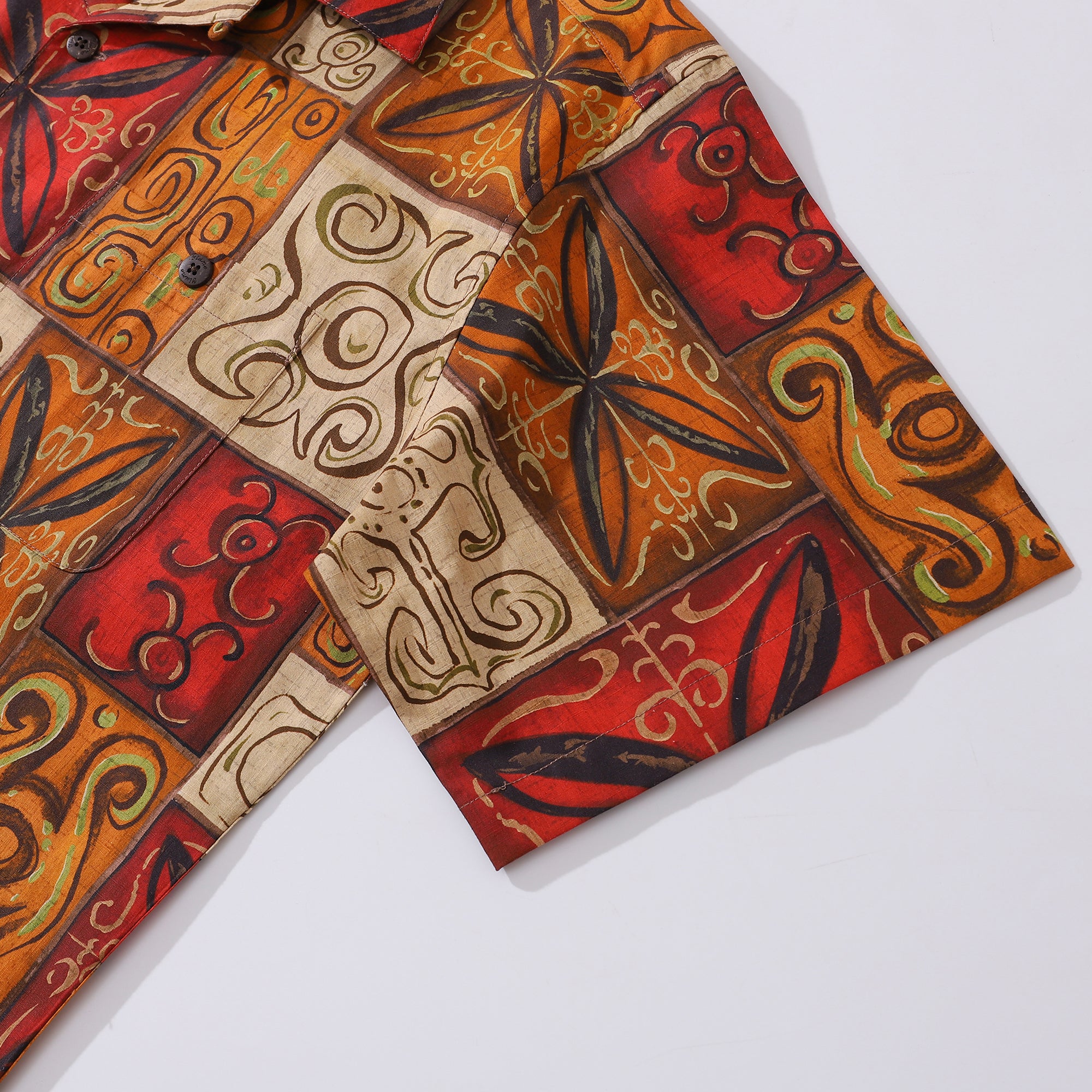 100% Cotton Hawaiian Shirt For Men Tribal Totem Camp Collar Shirt