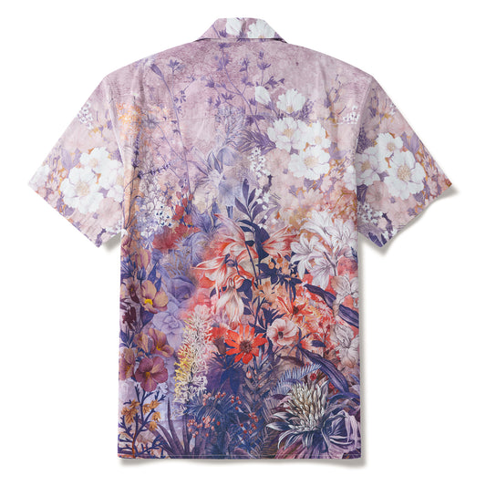 Dreamy Ombre Florals 100% Cotton Men's Aloha Hawaiian Short Sleeve Camp Collar Shirt