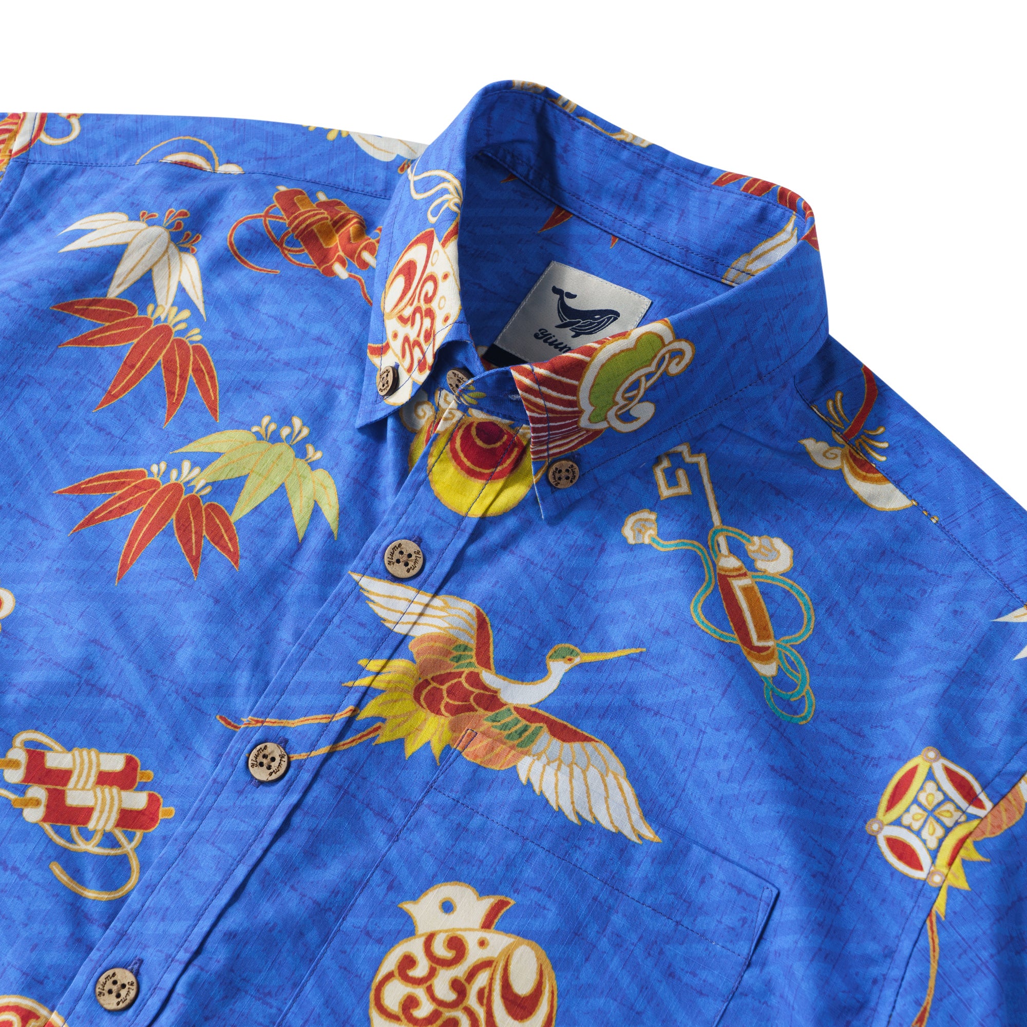 Nippon's Treasure Patterns 100% Cotton Men's Short Sleeve Button-down Shirt Aloha Hawaiian