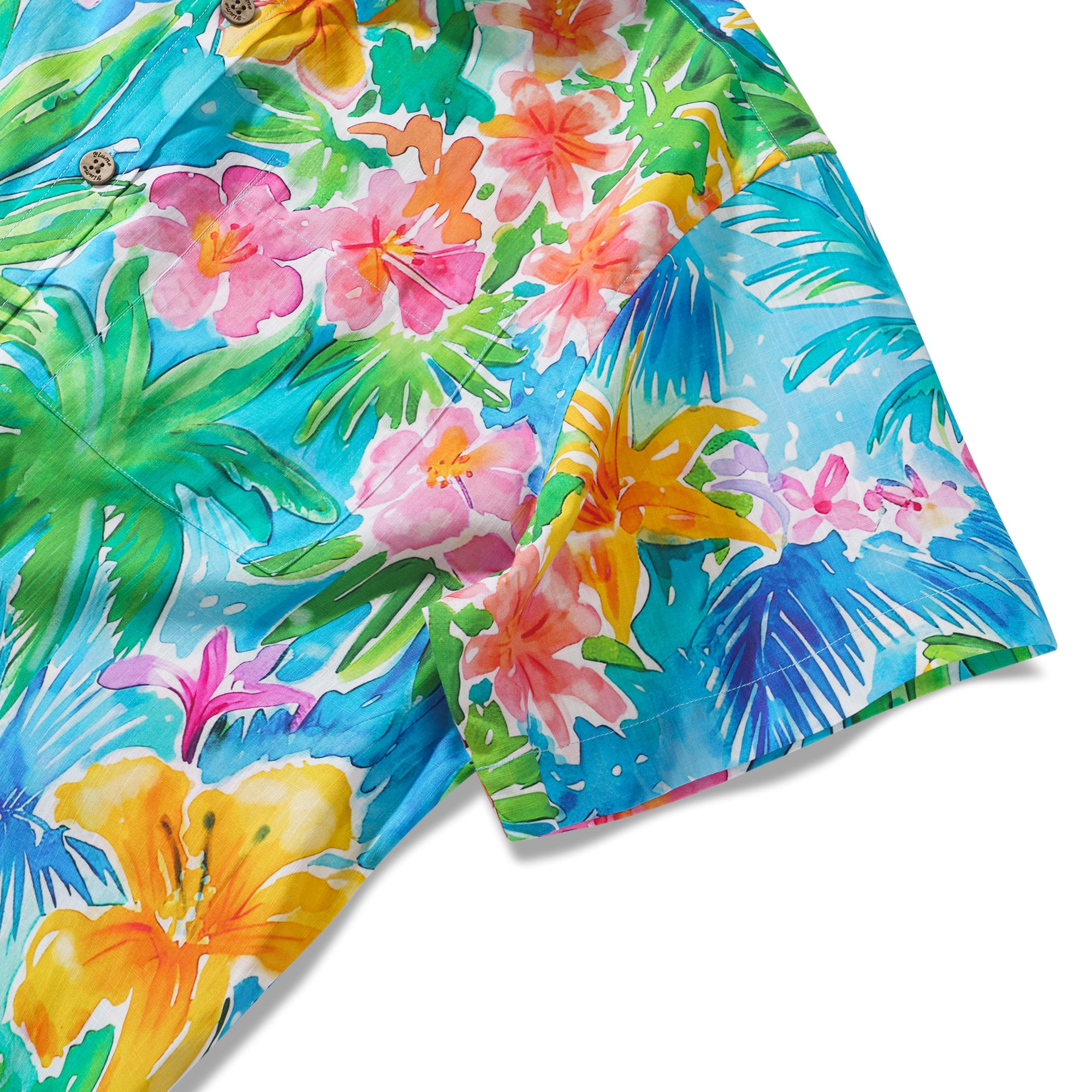 Vacation Hawaiian Shirt 100% Cotton Men's Colorful Short Sleeve Button-down Aloha Shirt