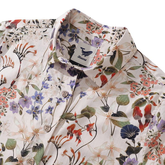 Women's Hawaiian Shirt Wildflowers By Eloise Cotton Button-up Short Sleeve