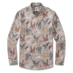 Men's Hawaiian Shirt Pegasus in Flight Cotton Button-down Long Sleeve Aloha Shirt