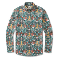 Men's Hawaiian Shirt Mermaid By Jillian Anderson Cotton Button-down Long Sleeve Aloha Shirt