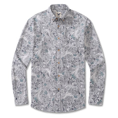 Men's Hawaiian Shirt Ocean Overture By Jillian Anderson Cotton Button-down Long Sleeve Aloha Shirt