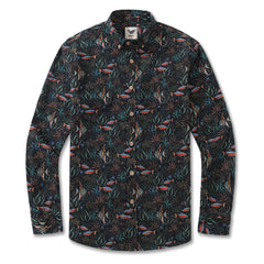 Camicia hawaiana da uomo Underwater Blues di Luova Flow Camicia Aloha a maniche lunghe in cotone abbottonata