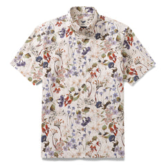 Morbida camicia hawaiana Camicia Aloha da uomo a maniche corte in cotone con stampa fiori di campo