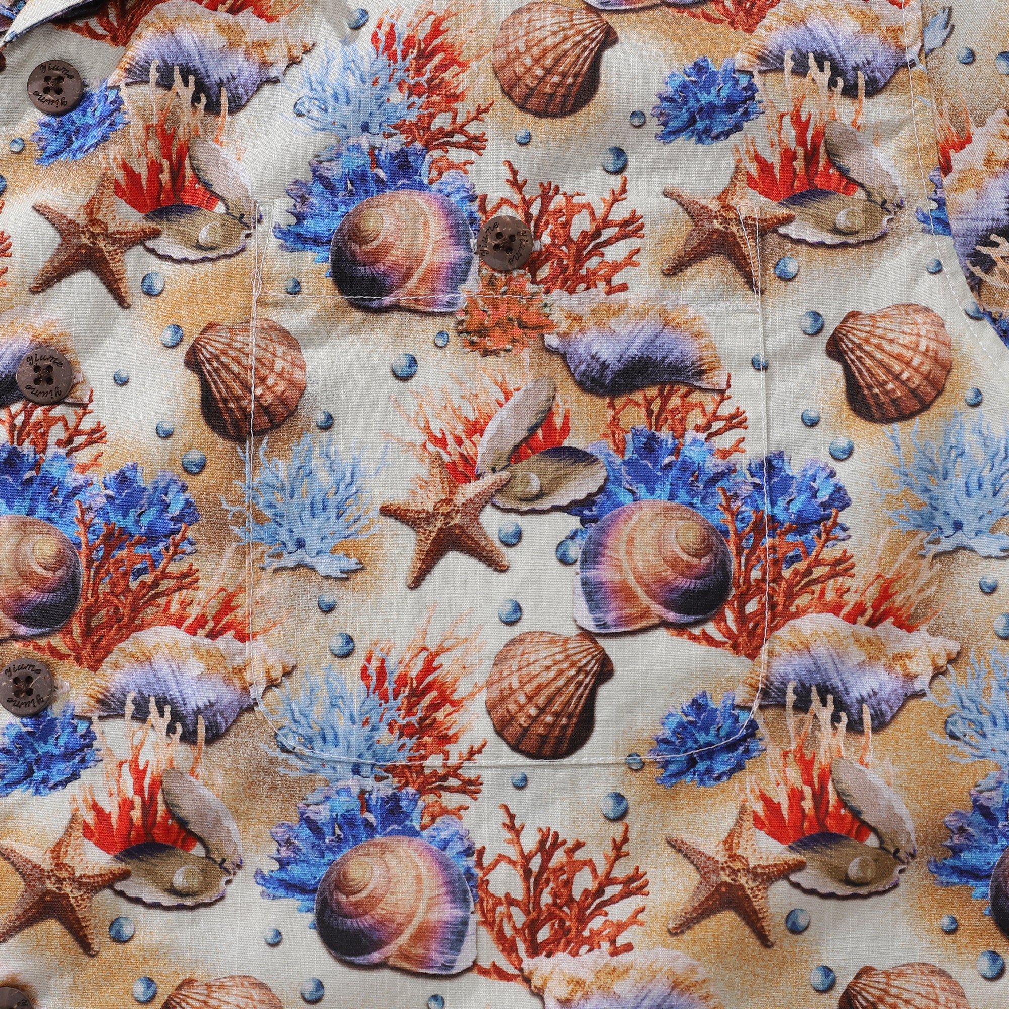 Hawaiihemd für Herren Secrets of the Sea Hemd mit Camp-Kragen, 100 % Baumwolle