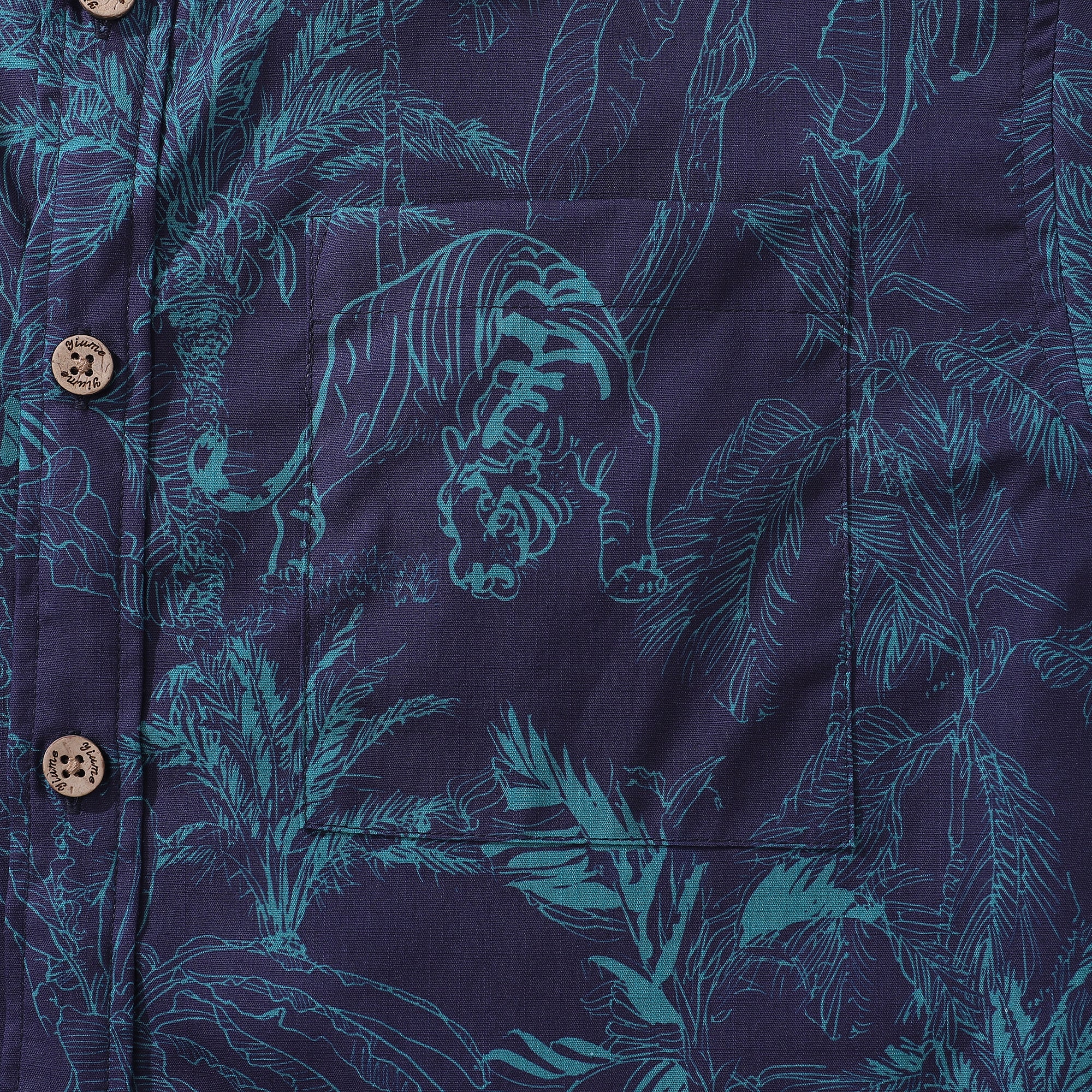 Deep Blue Hawaiian Shirt For Men Tropical Button-down Shirt Short Sleeve 100% Cotton Shirt