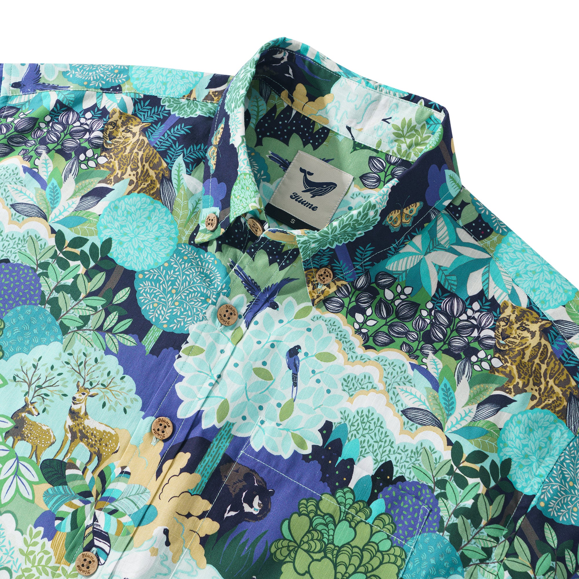 Formosan Wonderland By Chris Chun 100% Cotton Men's Aloha Hawaiian Short Sleeve Button-down Shirt