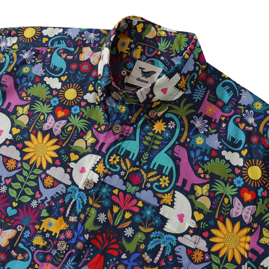 Hawaiian Shirt For Men Colorful Button-down Shirt Short Sleeve 100% Cotton Shirt