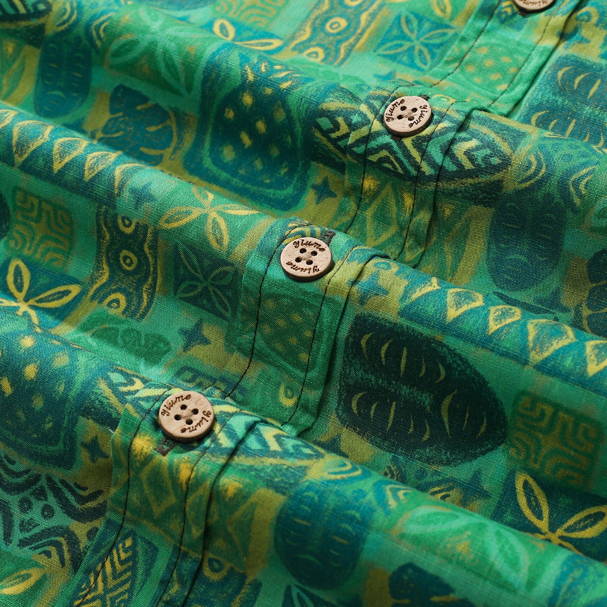 Hawaiian Hemden für Herren Tiki Vintage Shirt Grüner Totem 100% Baumwolle