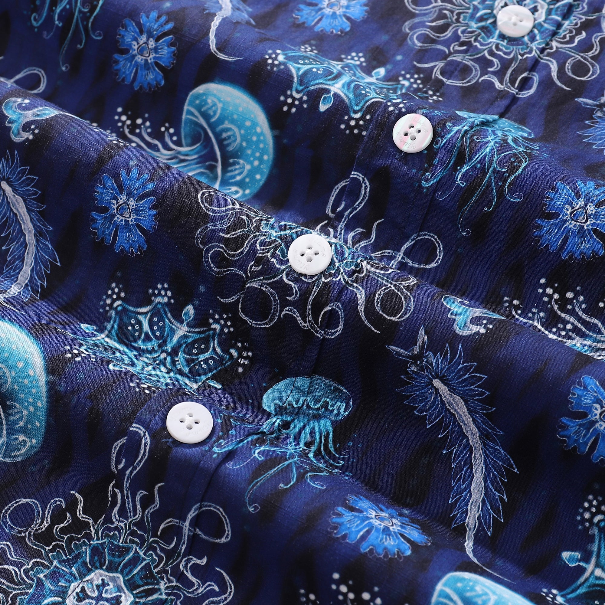Men's Hawaiian Shirt Luminocean Print Cotton Button-down Short Sleeve Aloha Shirt