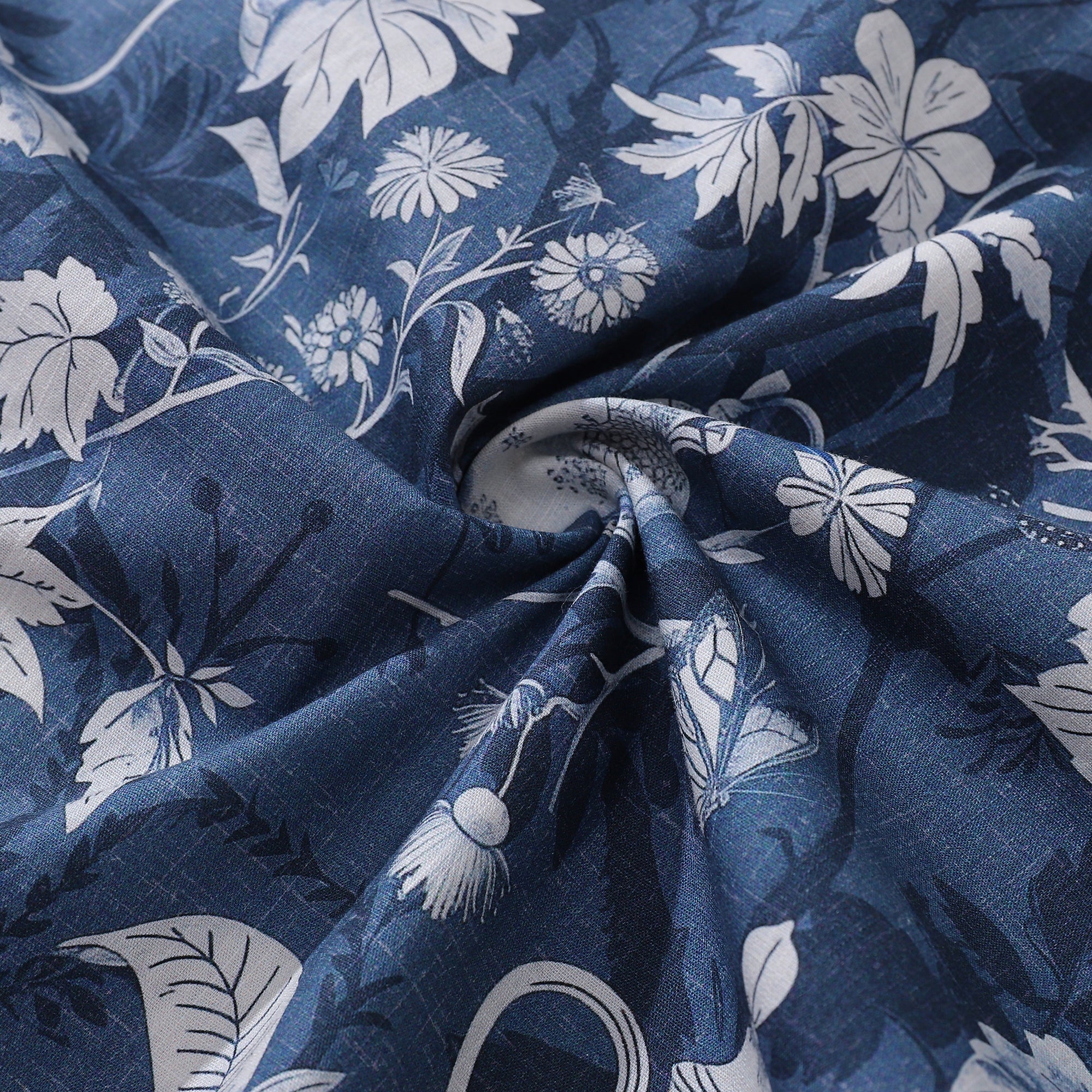 100% Cotton Hawaiian Shirt For Men Porcelain Camp Collar Shirt