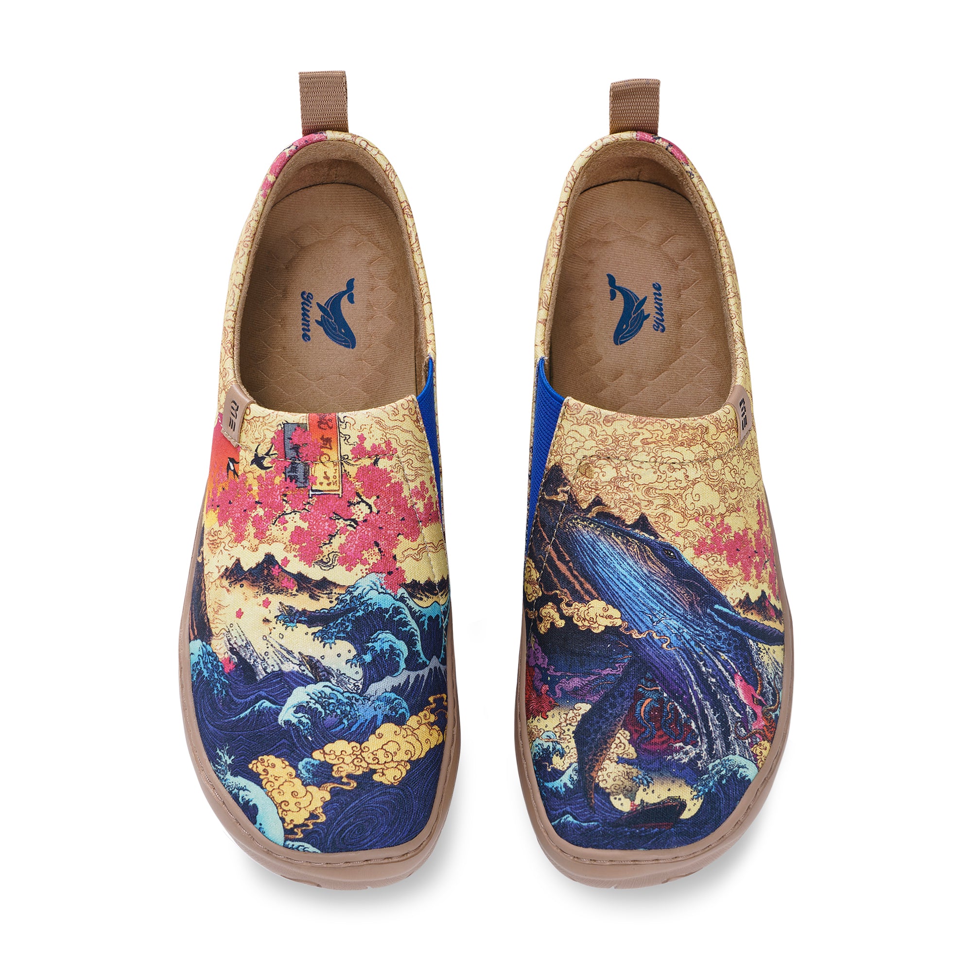 Women's foldable Loafers the Great Wave Sneaker Painted Canvas Slip-On Shoes