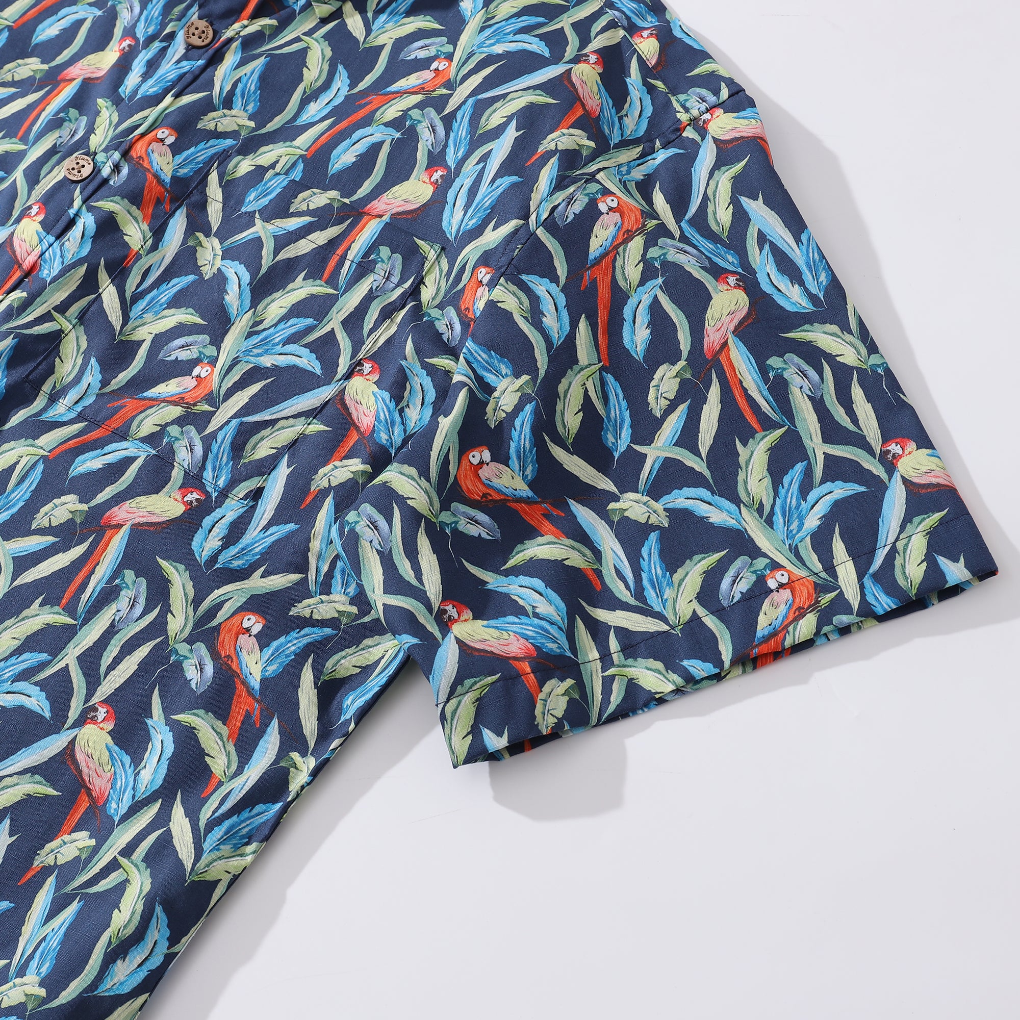 Hawaiian Shirt For Men Jungle Parrot Button-down Shirt Short Sleeve 100% Cotton Shirt