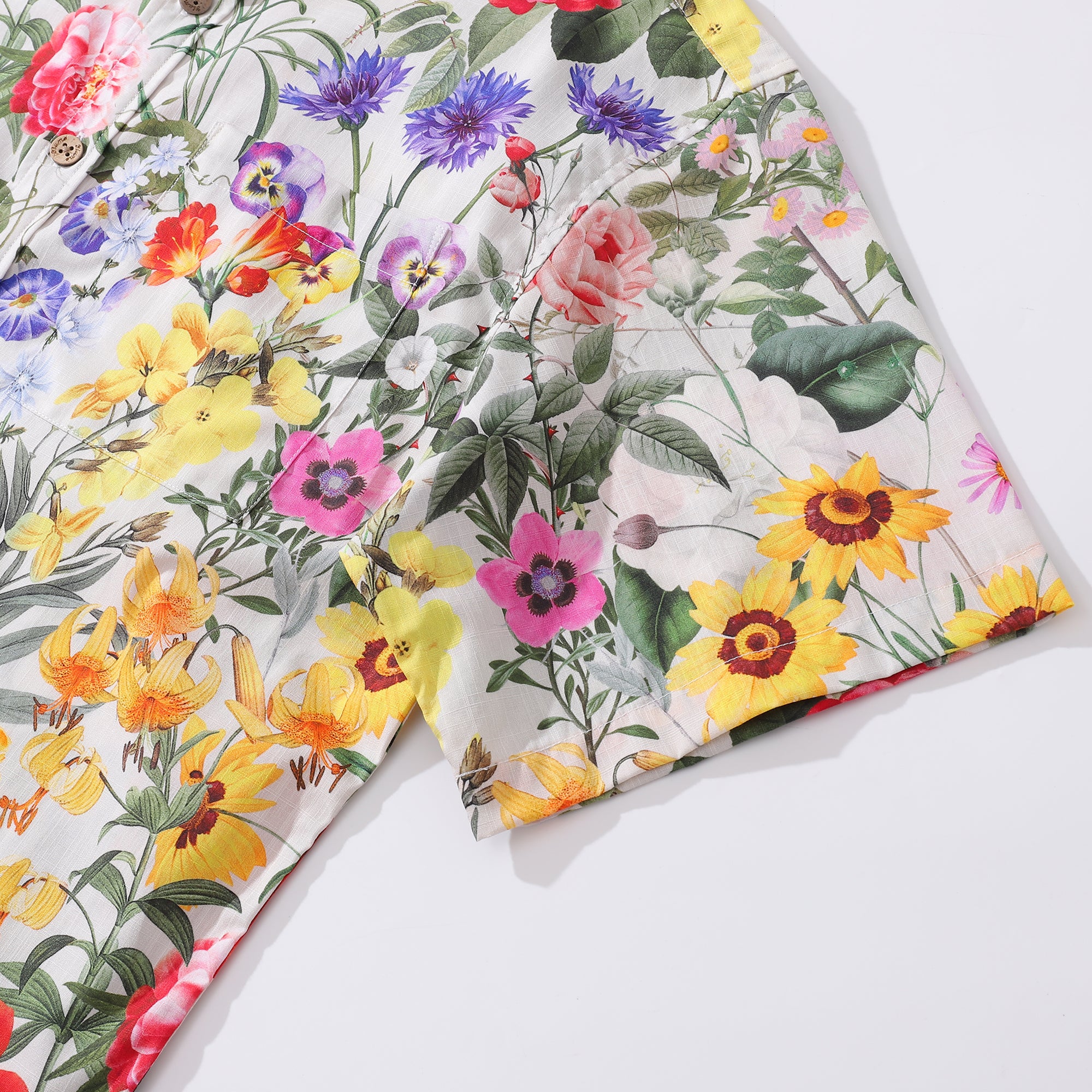 Floral Hawaiian Shirt For Men Colorful Button-down Shirt Short Sleeve 100% Cotton Shirt