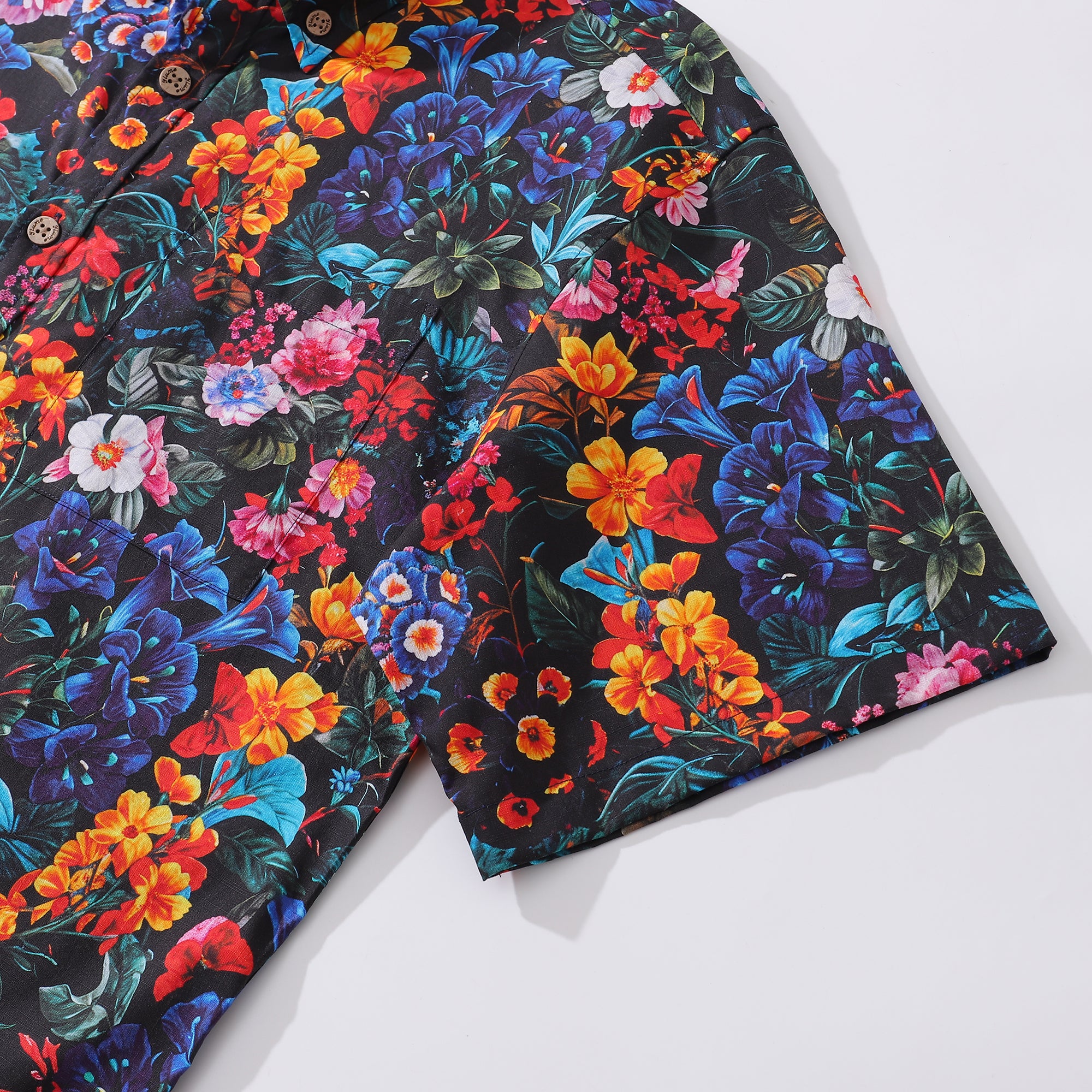 Mens Floral Hawaiian Shirt Tropical Button-down Short Sleeve 100% Cotton Shirt