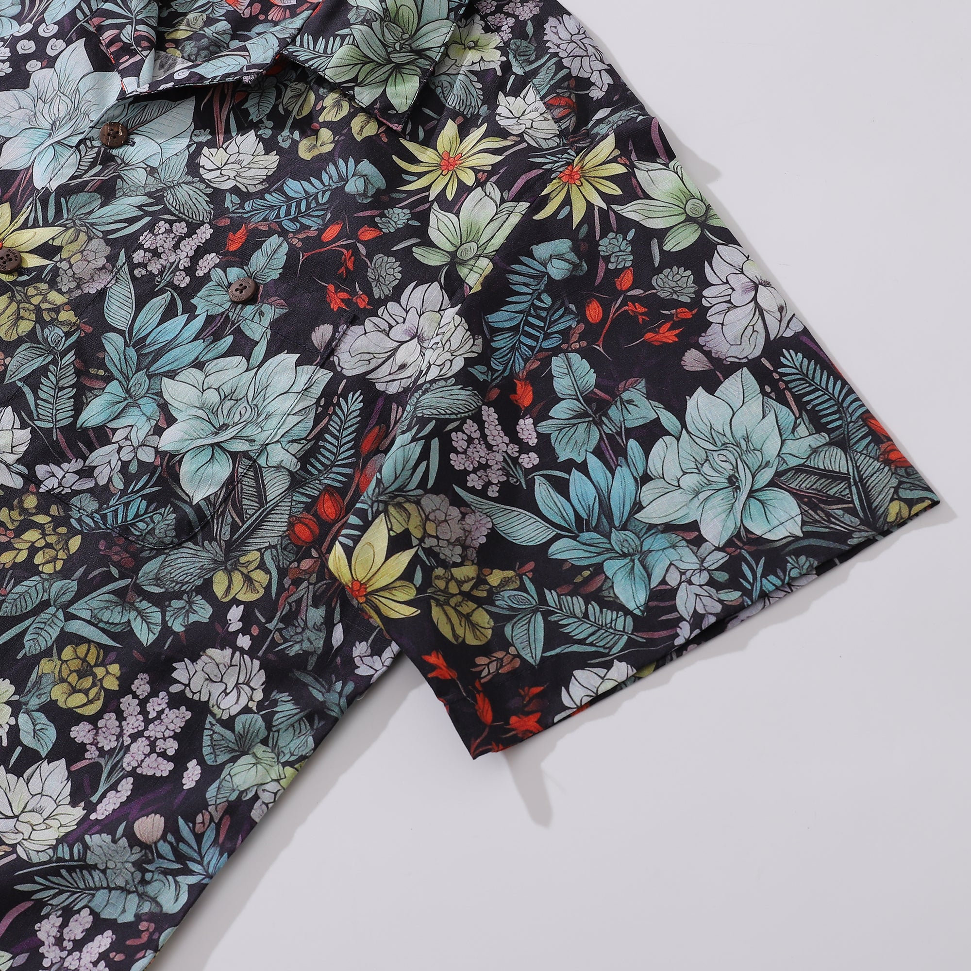 Floral Hawaiian Shirt For Men Flowering Shrubs Shirt Camp Collar 100% Cotton