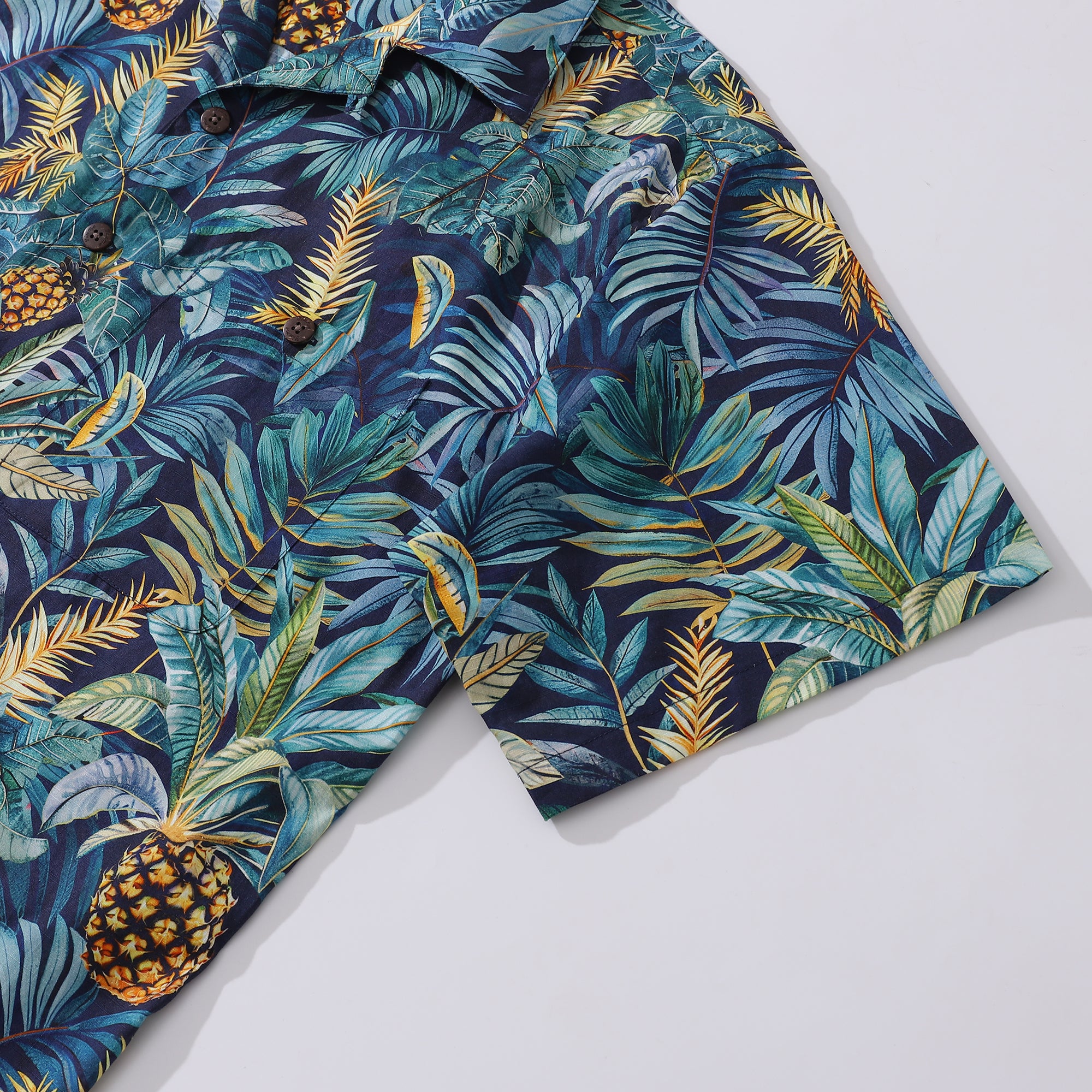 Hawaiian Shirt For Men Summer Pineapple Shirt Camp Collar 100% Cotton