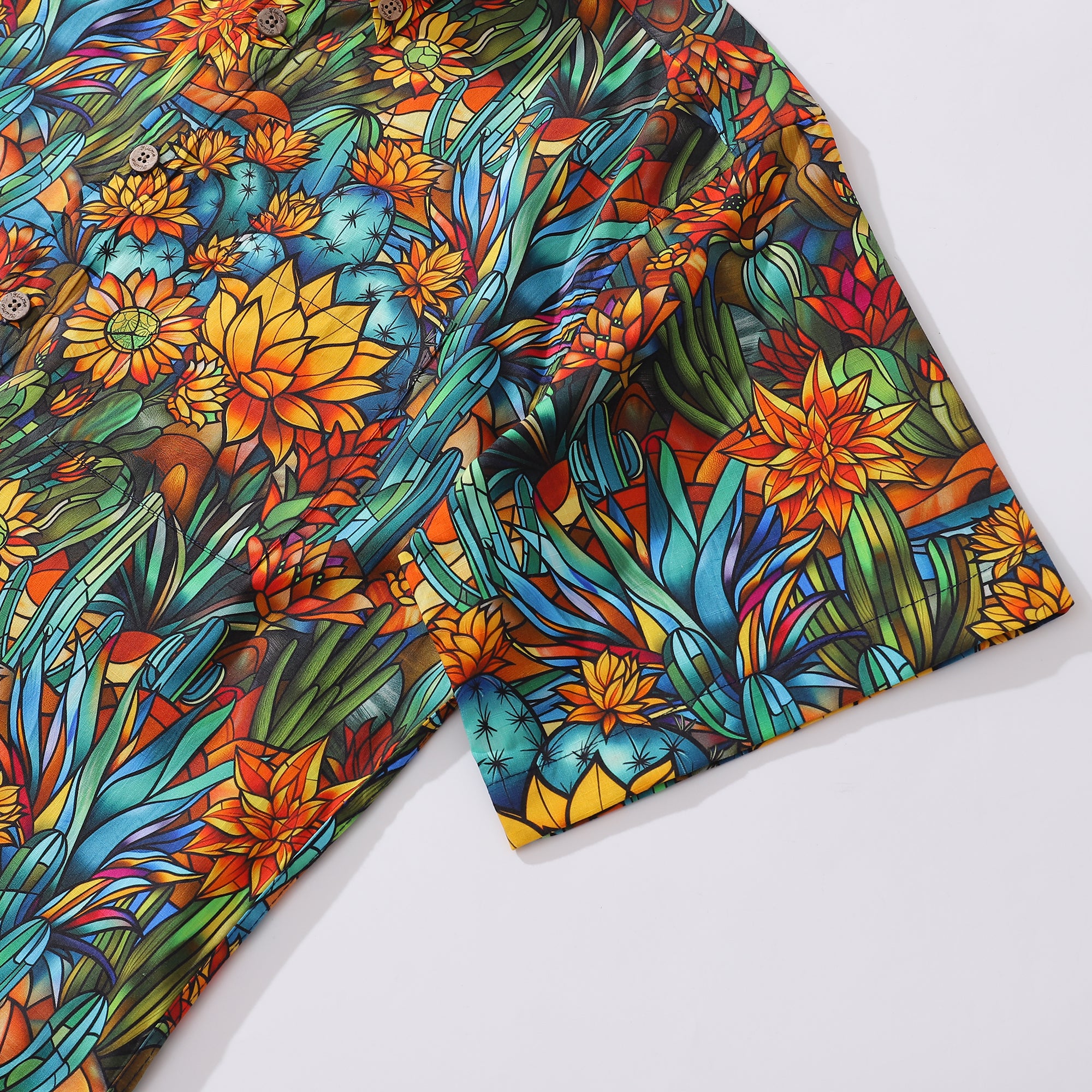 1960s Hawaiian Shirt For Men Colorful Button-down Shirt Short Sleeve 100% Cotton Shirt