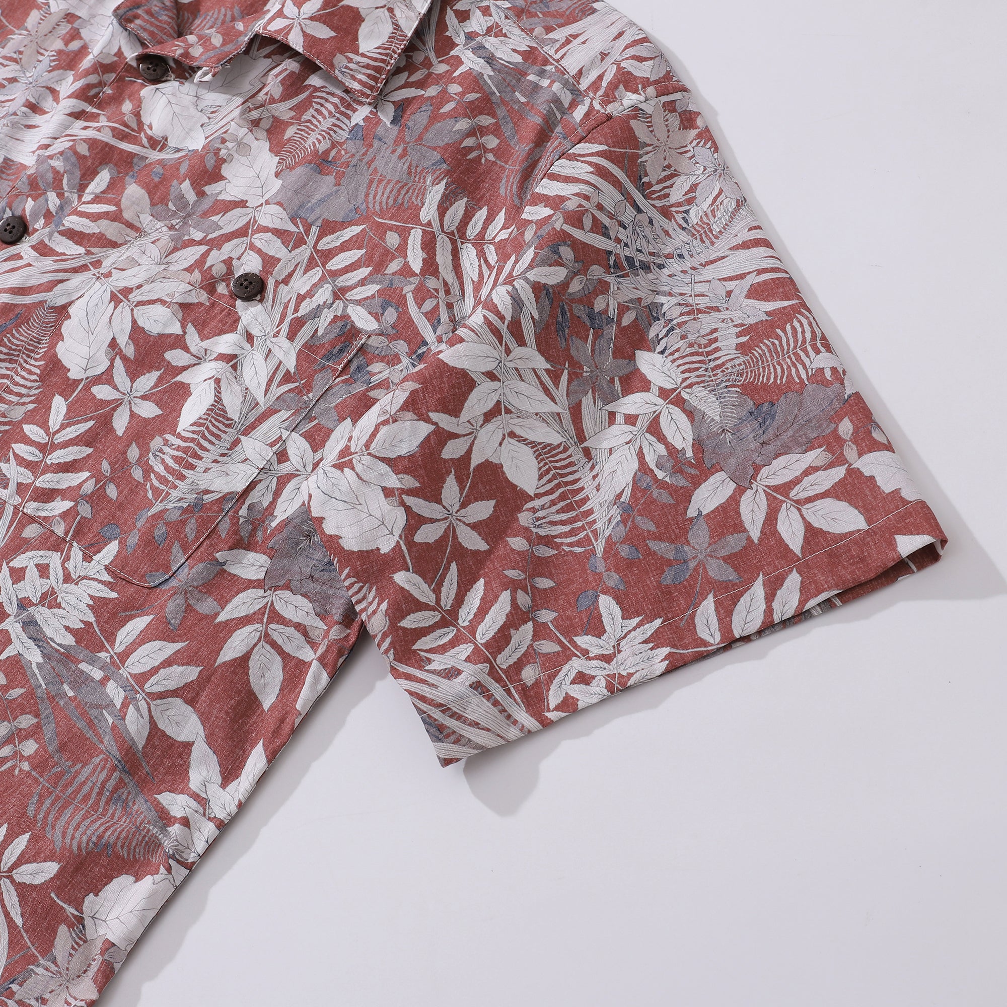 100% Cotton Hawaiian Shirt For Men Crimson Foliage Fantasia Print Shirt Camp Collar