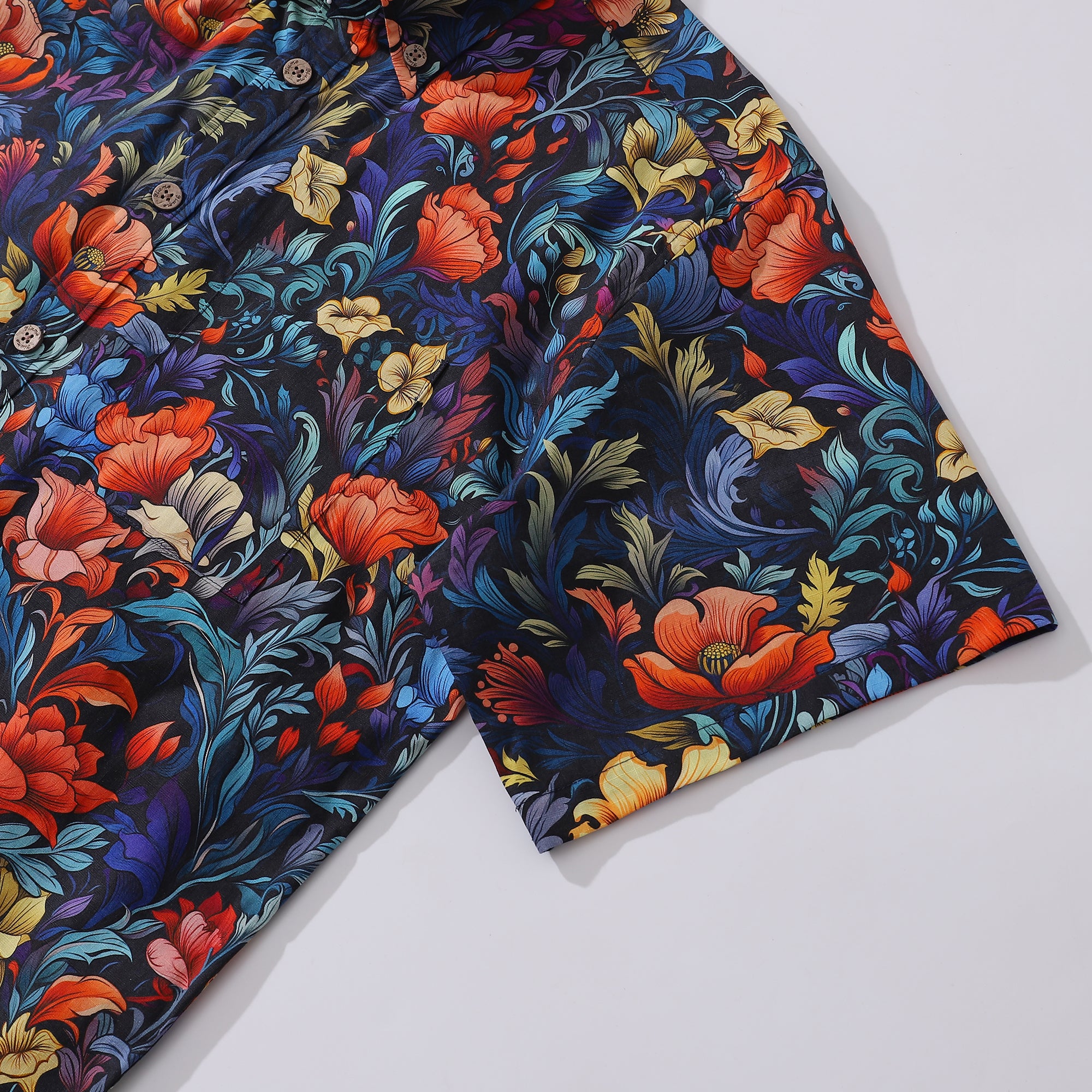 Hawaiian Shirt For Men Garden of Dreams Print Button-down Short Sleeve 100% Cotton Shirt