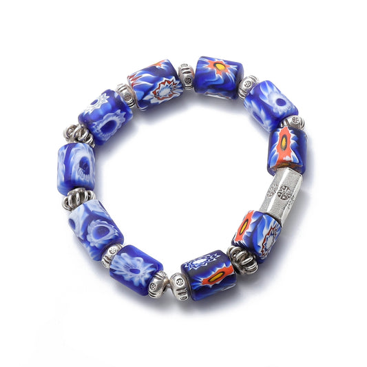 Natural Stone Bracelets for Men - Venice Millefiori Glaze Beads