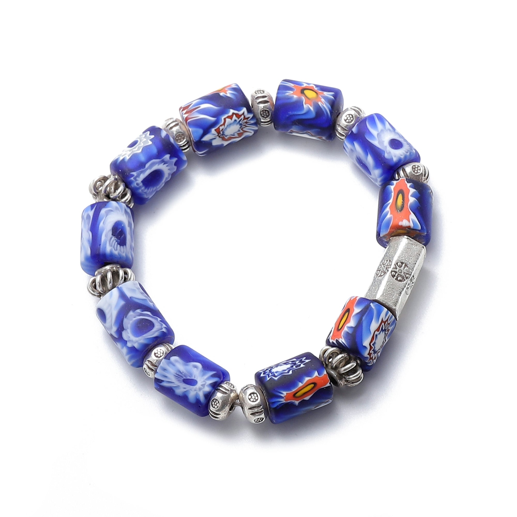 Natural Stone Bracelets for Men - Venice Millefiori Glaze Beads