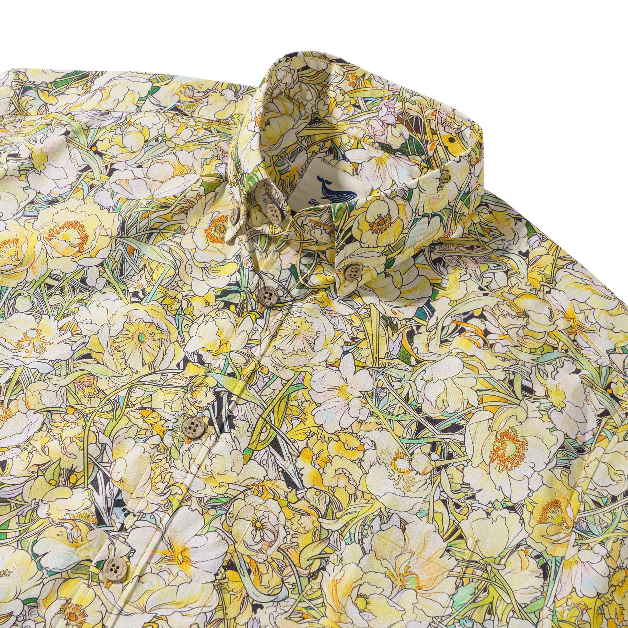 Lush Blossoms and Leaves 100% Cotton Men's Short Sleeve Button-down Shirt Aloha Hawaiian