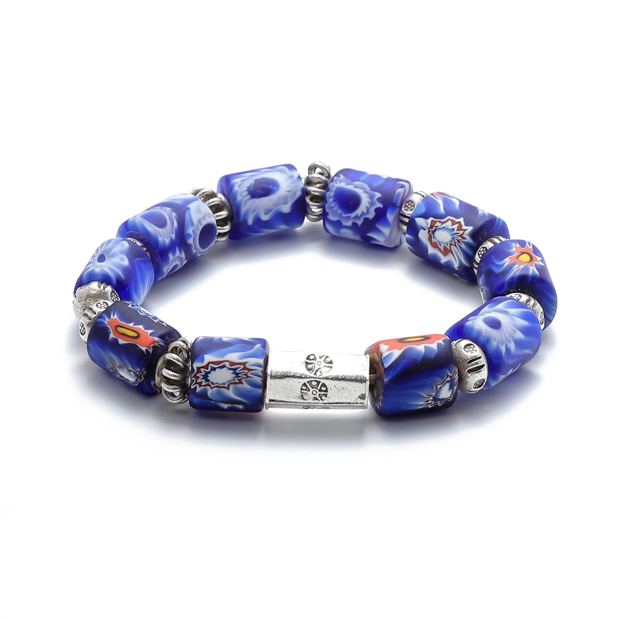 Natural Stone Bracelets for Men - Venice Millefiori Glaze Beads