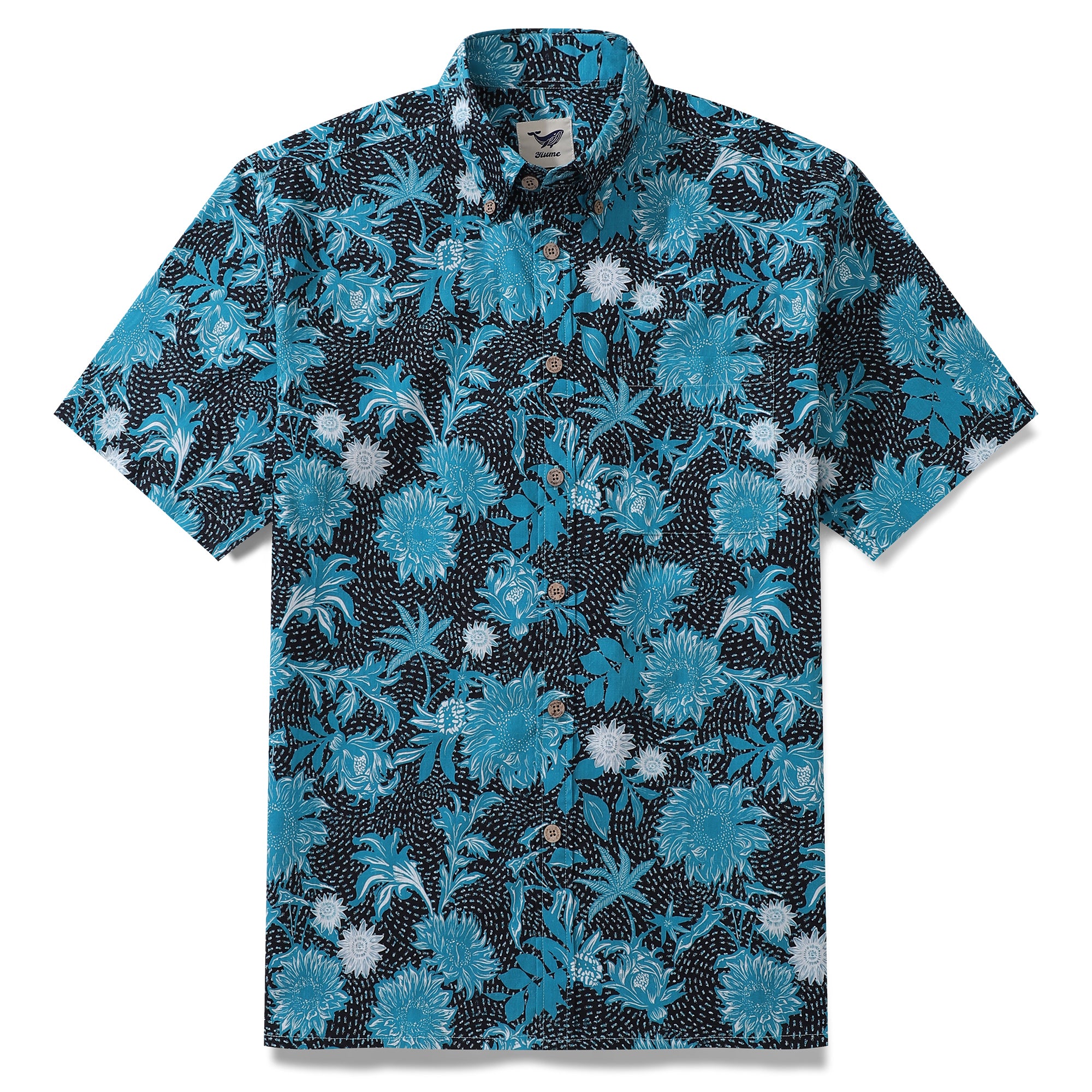 Hawaiian Shirt For Men Sunflower Sea Button-down Shirt Short Sleeve 100% Cotton Shirt