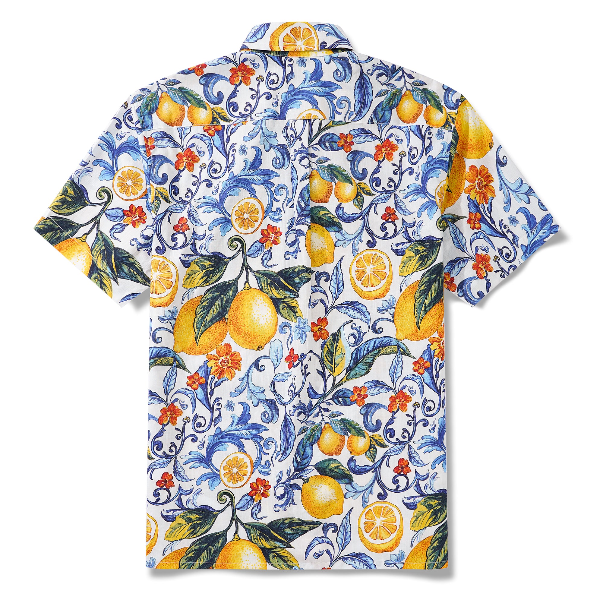 Lemons Shirt Men's Cotton Hawaiian Shirt Short Sleeve Button-down Shirt Vintage Aloha Shirt