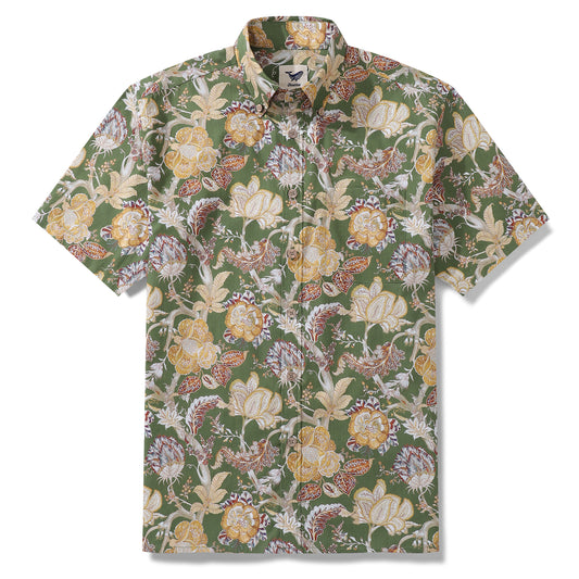 Hawaiian Shirt For Men Chintz Charm By GND Art Studio Button-down Shirt Short Sleeve 100% Cotton Shirt