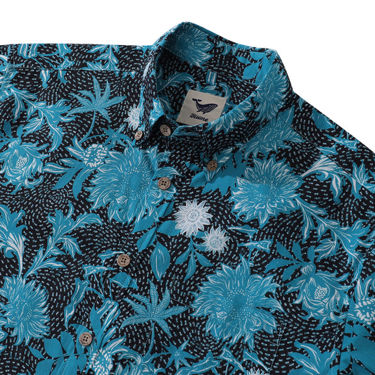 Hawaiian Shirt For Men Sunflower Sea Button-down Shirt Short Sleeve 100% Cotton Shirt