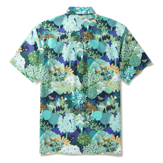 Formosan Wonderland By Chris Chun 100% Cotton Men's Aloha Hawaiian Short Sleeve Button-down Shirt