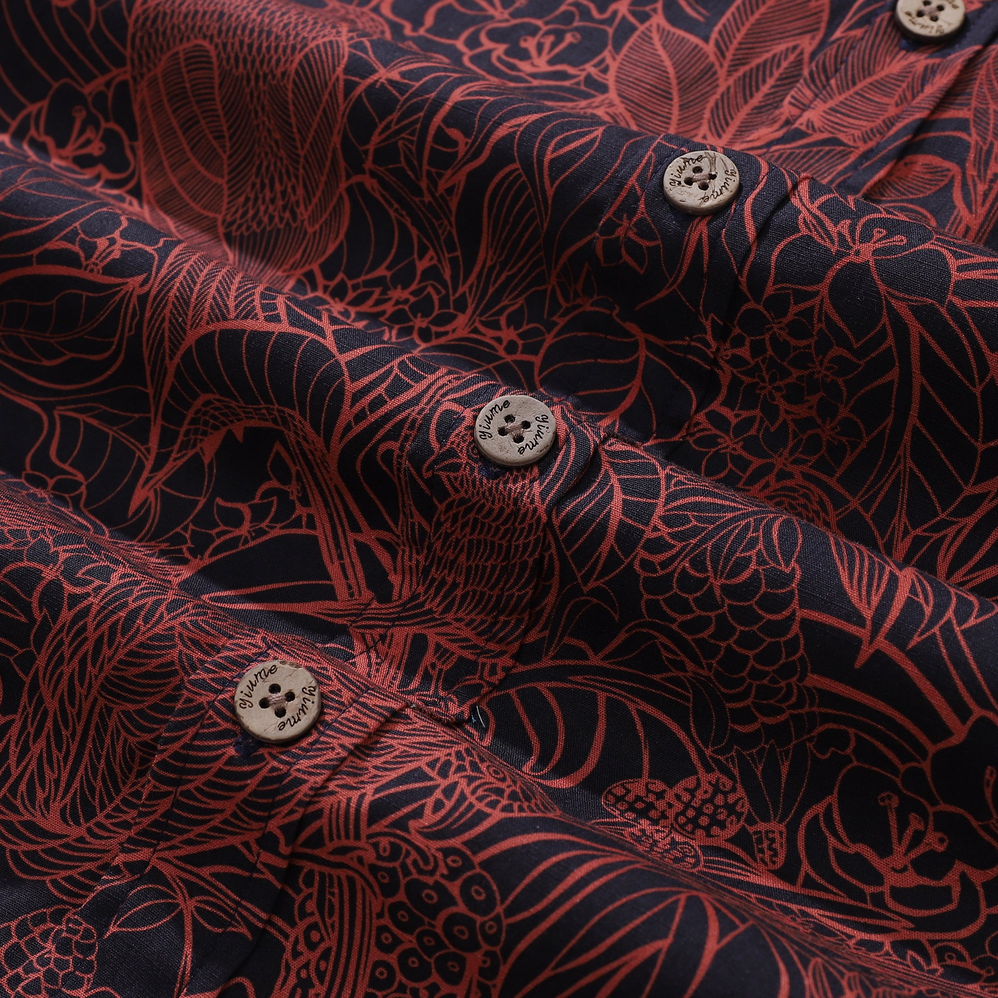 Red Hawaiian Shirt For Men Birds Print Button-down Short Sleeve 100% Cotton Shirt