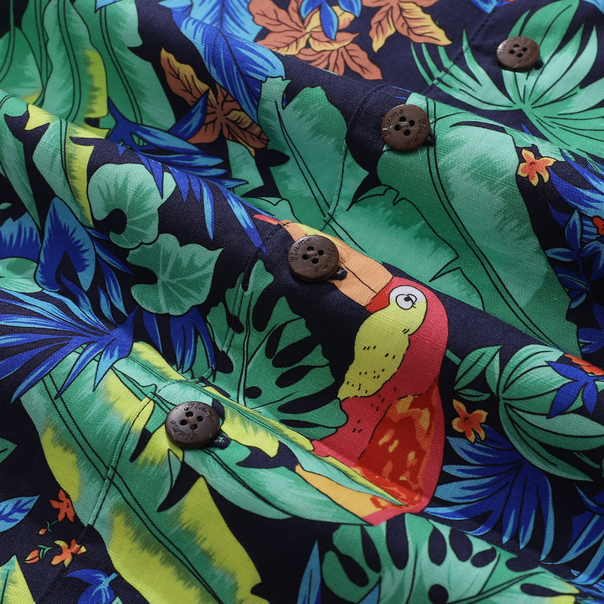 Hawaiian Shirt For Men Garden Parrot Shirt Camp Collar 100% Cotton