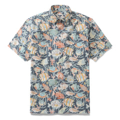 Men's Colorful Fish Shirt Button-down Hawaiian Shirt Cotton Short Sleeve Aloha Shirt