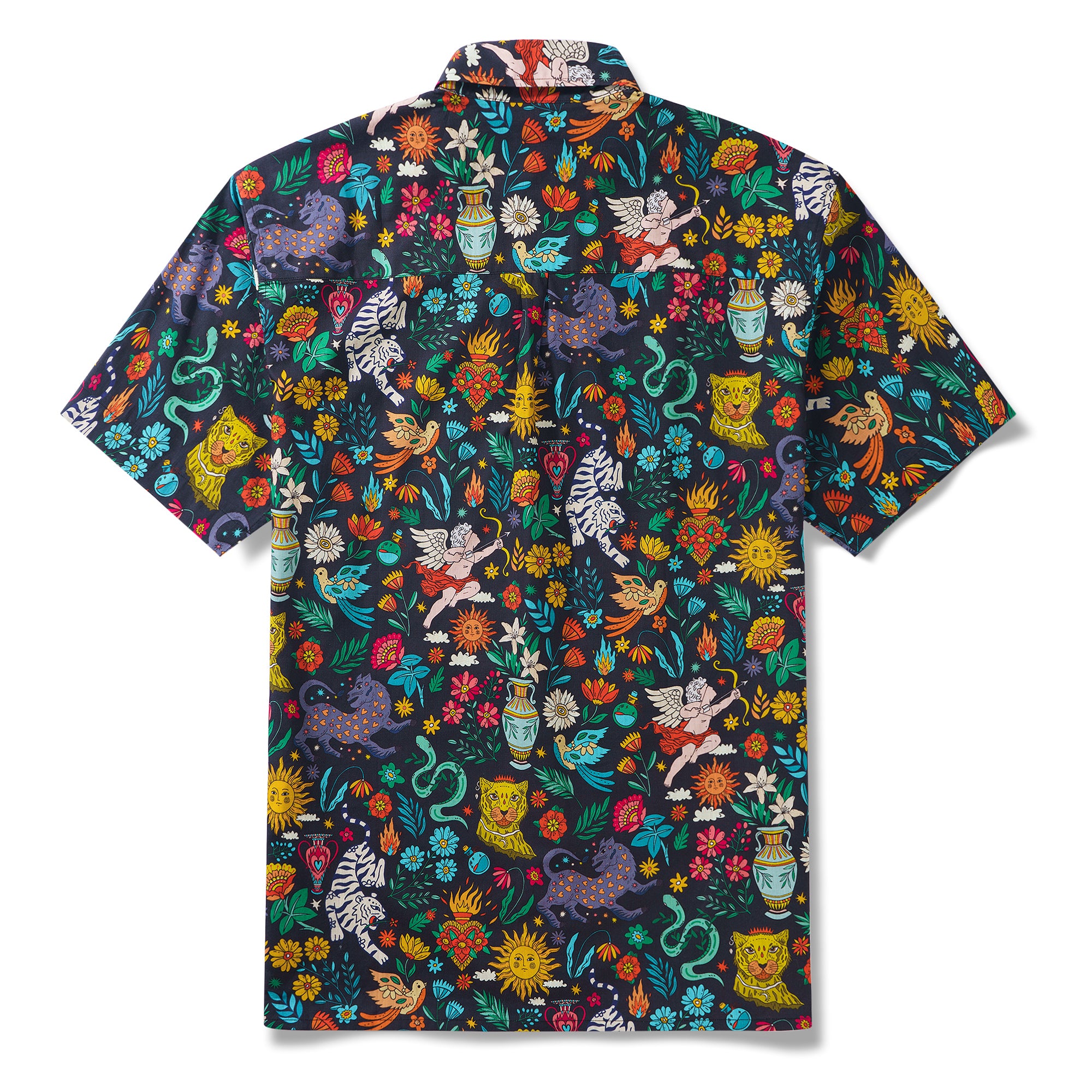 Mythical Adventure 100% Cotton Men's Short Sleeve Button-down Shirt Aloha Hawaiian