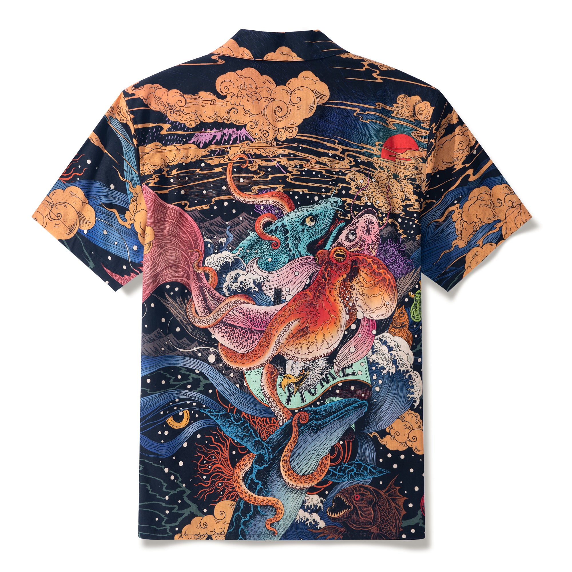 Ukiyo-e No. 4 By RLoN 100% Cotton Men's Aloha Hawaiian Short Sleeve Camp Collar Shirt