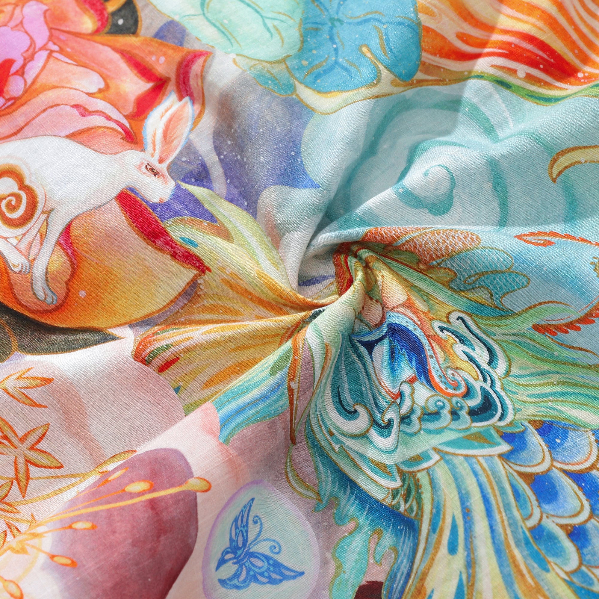 Camisa Aloha de Algodón Azul para Hombre Yiume con Diseño de Koi Errante entre Nubes