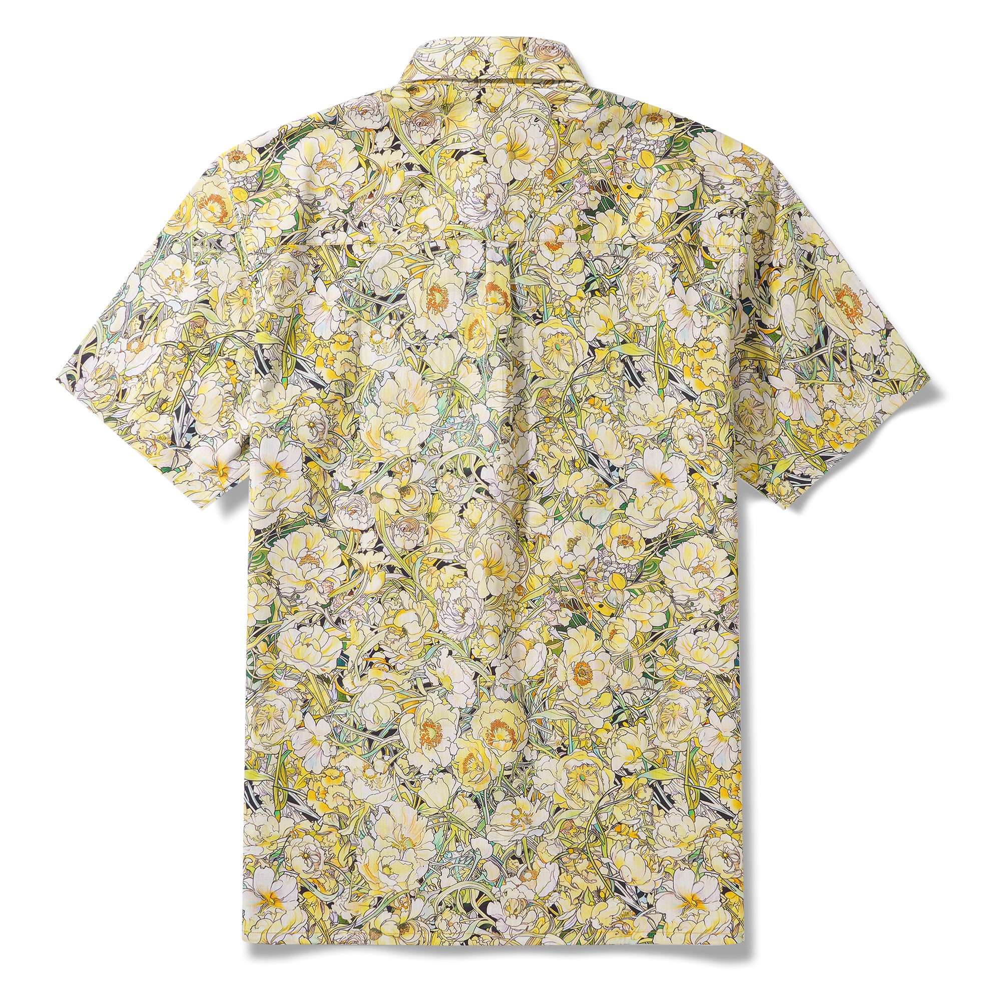 Lush Blossoms and Leaves 100% Cotton Men's Short Sleeve Button-down Shirt Aloha Hawaiian