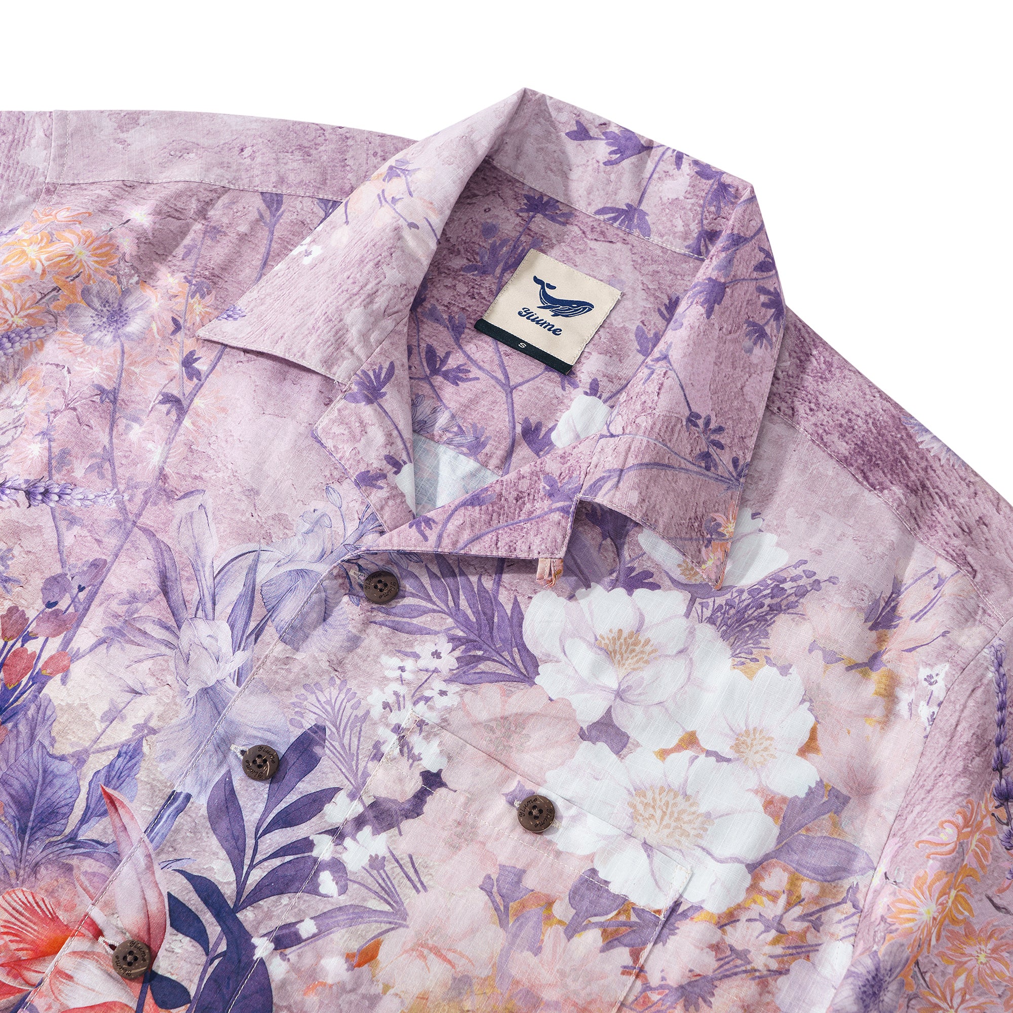 Dreamy Ombre Florals 100% Cotton Men's Aloha Hawaiian Short Sleeve Camp Collar Shirt